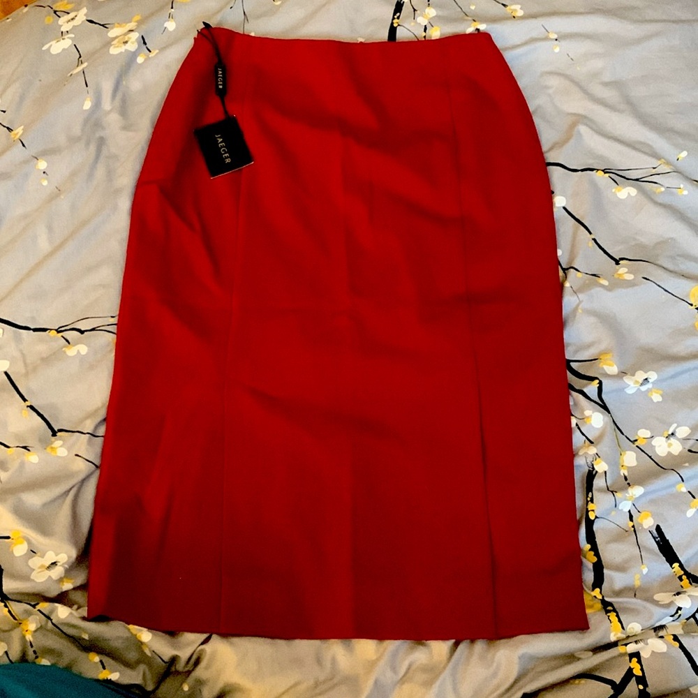 Jaeger Deep Red Pencil skirt NWT sz 4